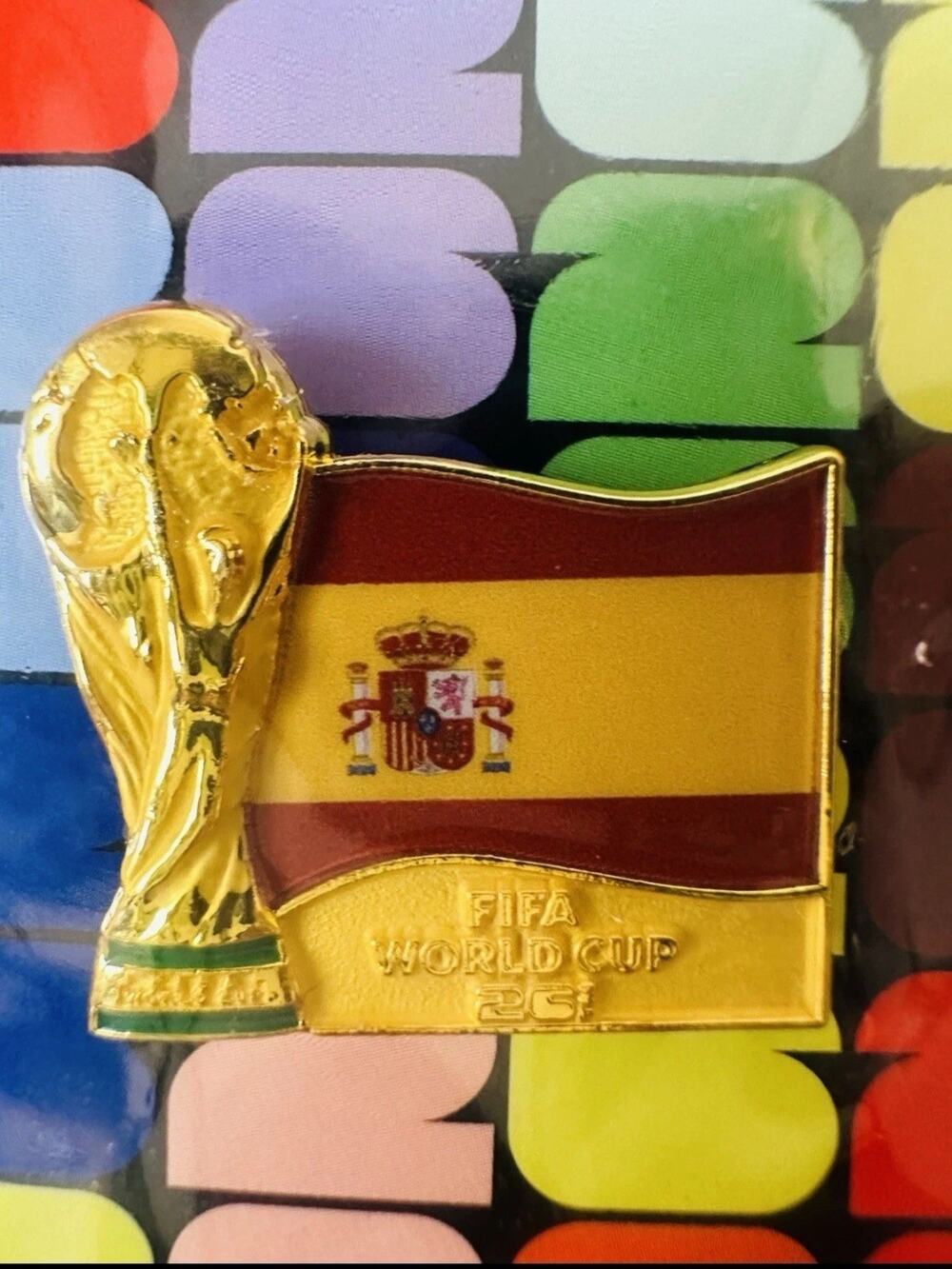 Official FIFA World Cup 2026 SPAIN Team Trophy Pin Winner NEW